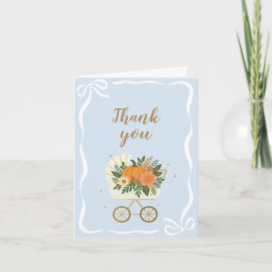 Blue Little Pumpkin Baby Dusche Dankeskarte (Vorderseite)