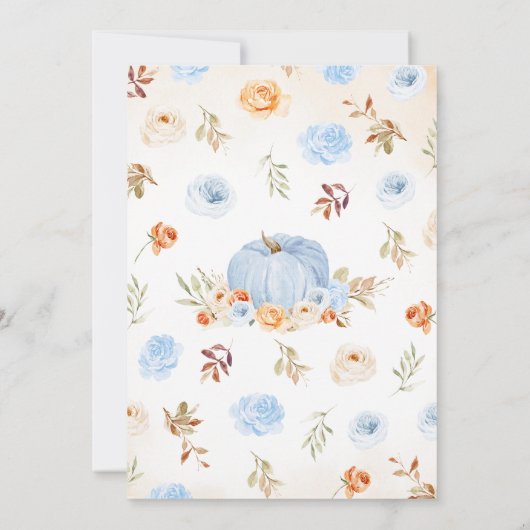 Blue Little Pumpkin Baby Dusche Einladung (Rückseite)