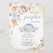Blue Little Pumpkin Baby Dusche Einladung (Vorne/Hinten)