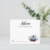 Blue Little Pumpkin Baby Shower Advice Card (Stehend Vorderseite)