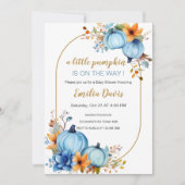 Blue Little Pumpkin Baby Shower Einladungen (Vorderseite)