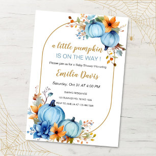 Blue Little Pumpkin Baby Shower Einladungen