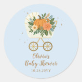 Blue Little Pumpkin Baby Shower Round Sticker Fall (Vorderseite)