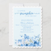 Blue Little Pumpkin Bow Baby Dusche Einladung (Vorderseite)