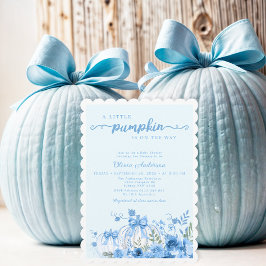 Blue Little Pumpkin Bow Baby Dusche Einladung