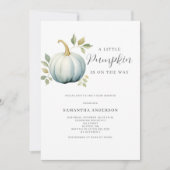 Blue Little Pumpkin Boy Baby Dusche Einladung (Vorderseite)