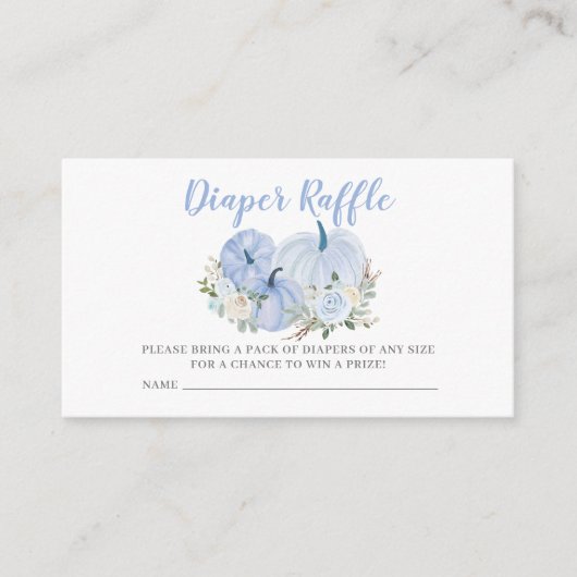 Blue Little Pumpkin Diaper Raffle Ticket Begleitkarte (Vorderseite)