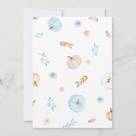 Blue Little Pumpkin Fall Baby Shower Einladung (Rückseite)