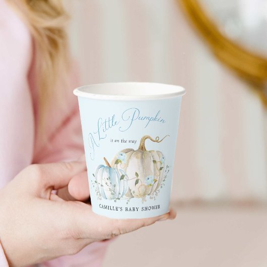 Blue Little Pumpkin Fall Boy Baby Dusche Pappbecher