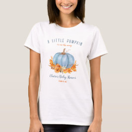 Blue Little Pumpkin Fall Boy Baby Shower T - Shirt