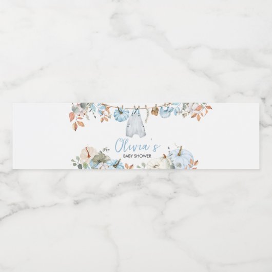 Blue Little Pumpkin Herbst Herbstdusche Wasserflaschenetikett (Einzelnes Label)