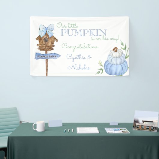 Blue Little Pumpkin Patch Boy Baby Shower Banner (Messeveranstaltung)