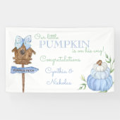 Blue Little Pumpkin Patch Boy Baby Shower Banner (Horizontal)
