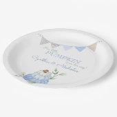 Blue Little Pumpkin Patch Boy Baby Shower Pappteller (Schrägansicht)