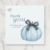 Blue Little Pumpkin Polka Dots Baby Dusche Danke Geschenkanhänger (Vorderseite)