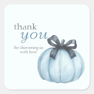 Blue Little Pumpkin Polka Dots Baby Dusche Danke Quadratischer Aufkleber
