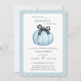 Blue Little Pumpkin Polka Dots Baby Shower Einladung
