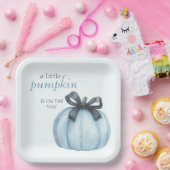 Blue Little Pumpkin Polka Dots Baby Shower Pappteller (Party)