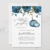 Blue Little Pumpkin Rustic Boy Baby Dusche Einladung (Vorderseite)