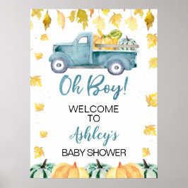 Blue Little Pumpkin Truck Baby Dusche Begrüßungsze Poster