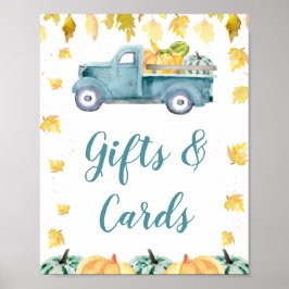 Blue Little Pumpkin Truck Baby Duschzeichen Poster