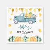 Blue Little Pumpkin Truck Baby Shower Napkin Serviette (Vorderseite)