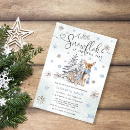 Blue Little Snowflake Winter Woodland Deer Baby Einladung