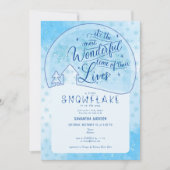 Blue Little Snowflake Wonderful Winter Baby Dusche Einladung (Vorderseite)