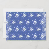 Blue Little Snowflakes Snowy Script Baby Dusche Einladung (Rückseite)