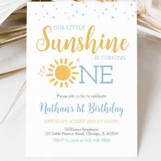 Blue Little Sunshine Geburtstag Einladung