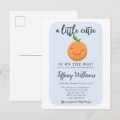 Blue Little Süsse Baby Dusche Einladungspostkarte (Vorne/Hinten)