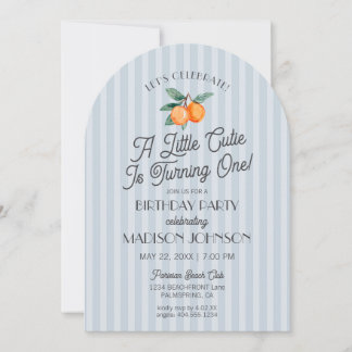 Blue Little Süsse Citrus Geburtstagsparty Einladung