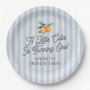 Blue Little Süsse Pastel Citrus Geburtstagsparty Pappteller