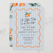 Blue Little Süsse Pastel Citrus Theme Kinderdusche Einladung (Vorne/Hinten)