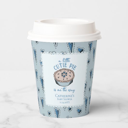 Blue Little Süsse Pie Autumn Baby Boy Dusche Pappbecher (Rückseite)