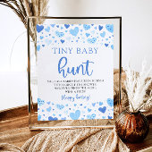 Blue Little Sweetheart Tiny Baby Hunt Shower Game Poster