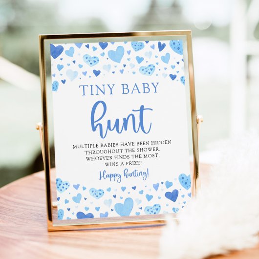 Blue Little Sweetheart Tiny Baby Hunt Shower Game Poster