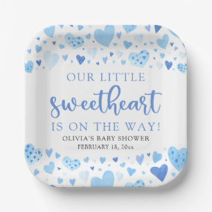 Blue Little Sweetheart Valentine's Day Baby Shower Pappteller