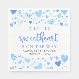 Blue Little Sweetheart Valentine's Day Baby Shower Serviette