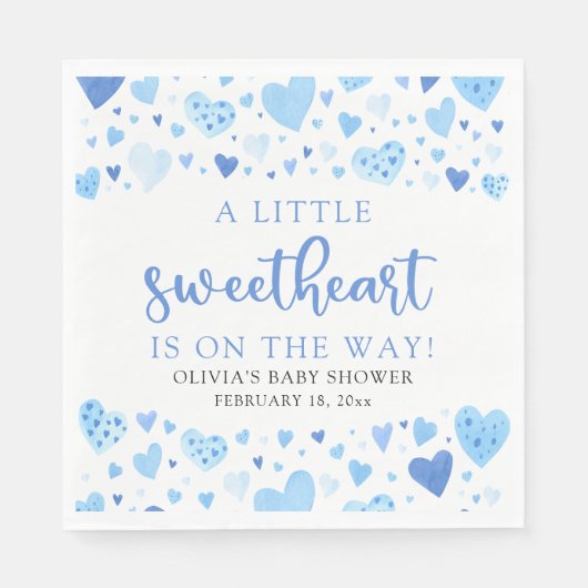 Blue Little Sweetheart Valentine's Day Baby Shower Serviette (Vorderseite)