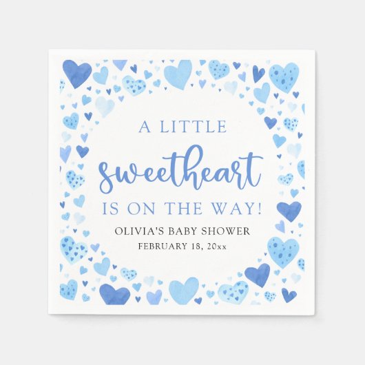 Blue Little Sweetheart Valentine's Day Baby Shower Serviette (Vorderseite)