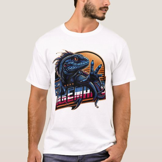 Blue Lizard, American Lizard Design, Lizard Art T-Shirt (Vorderseite)