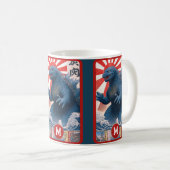Blue Lizard Monster Monogram Bold Retro Fun Cool Kaffeetasse (VorderseiteRechts)