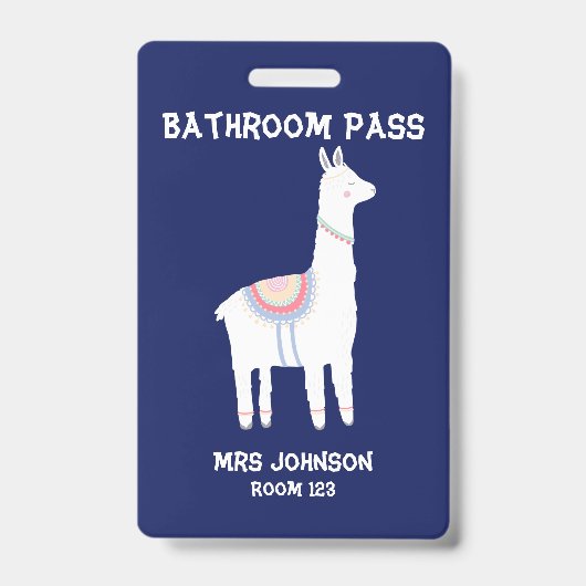 Blue Llama Bathroom Pass Ausweis (Vorderseite)