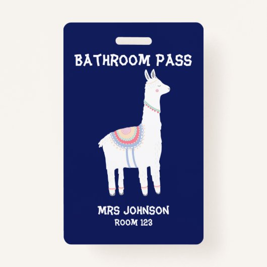 Blue Llama Bathroom Pass Ausweis (Vorderseite)