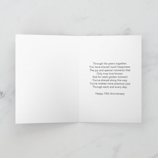 Blue Lobelia Personalisiert 70. Hochzeitstag Karte (Innenseite)