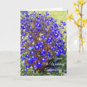 Blue Lobelia Personalisiert 70. Hochzeitstag Karte (Gelbe Blume)