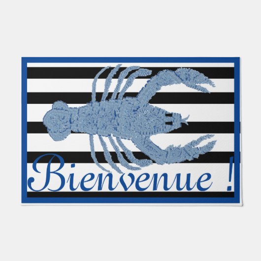 Blue Lobster Ginger Jars Jar französische Flagge D Fußmatte (Vorderseite)