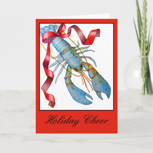 Blue Lobster Holiday Weihnachtskarte Feiertagskarte (Vorderseite)