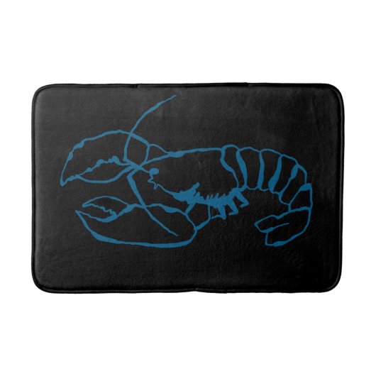 Blue Lobster Sea Animal Simple Kontur Zeichn Art Badematte (Vorderseite)